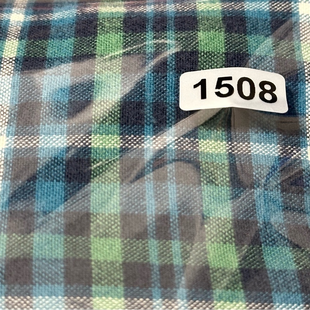 L.L. Bean L Blue Green White Checkered Plaid Cotton Flannel Button Down Shirt - Picture 6 of 6